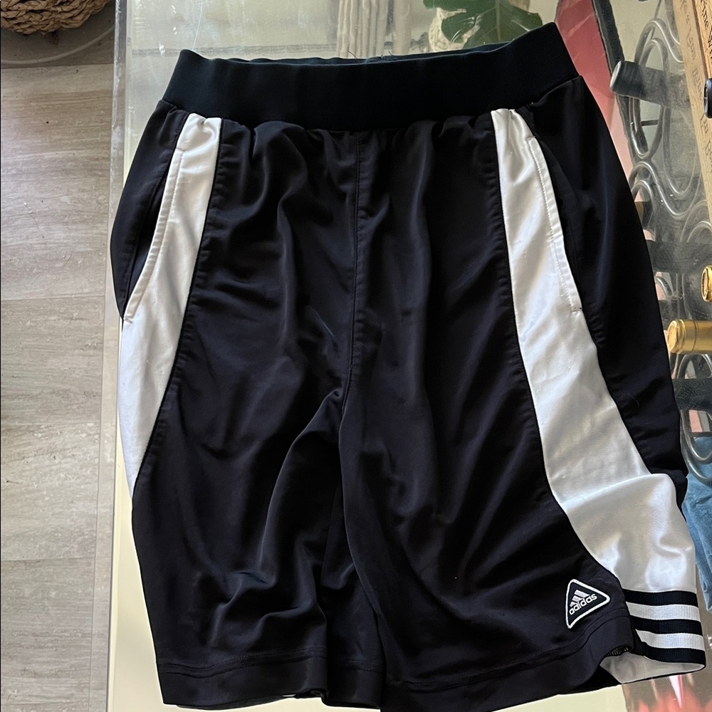 adidas Black Athletic Shorts with White Panels